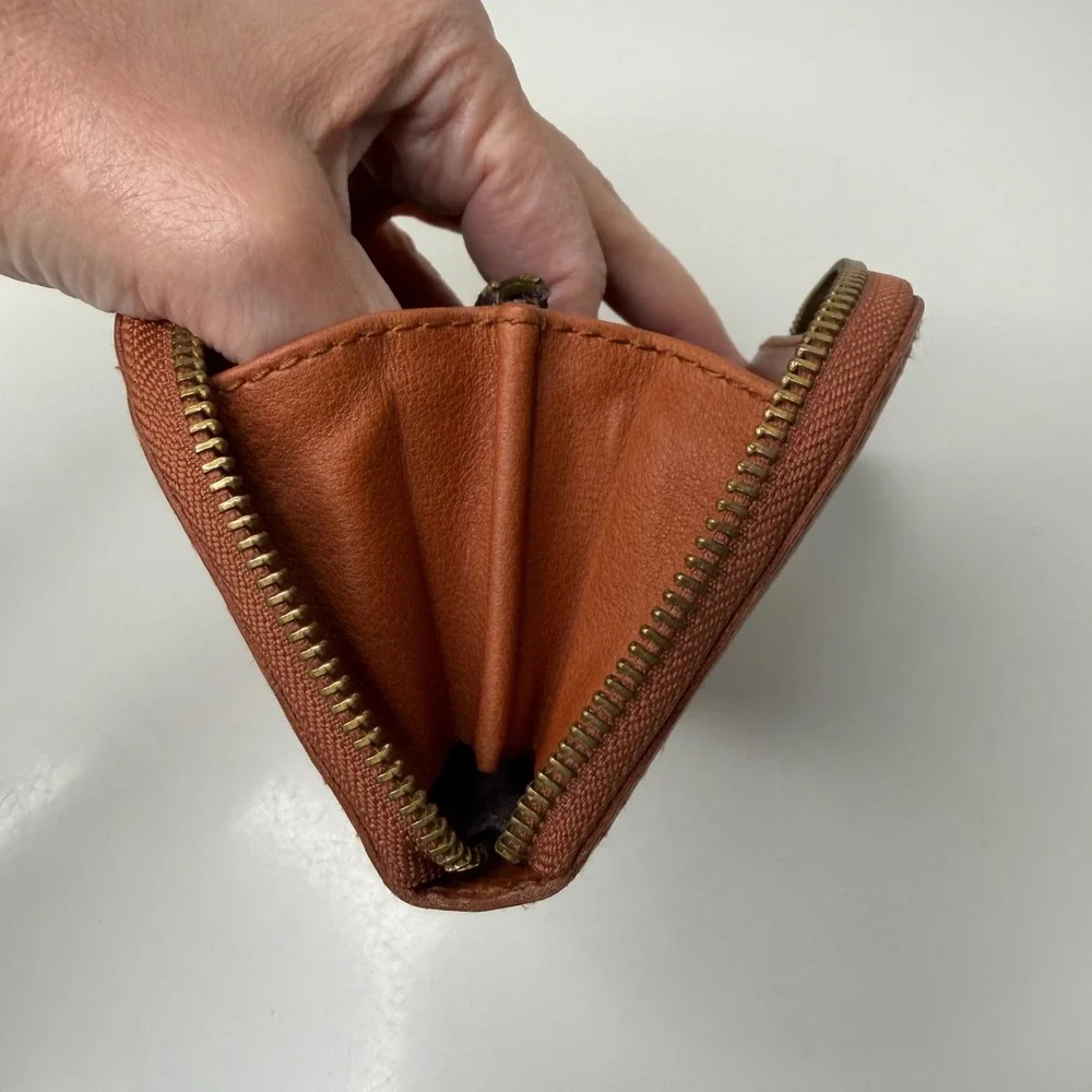 Madewell The Zip Wallet & The Card Case  Brown Leather Leopard Calf Hair Bundle